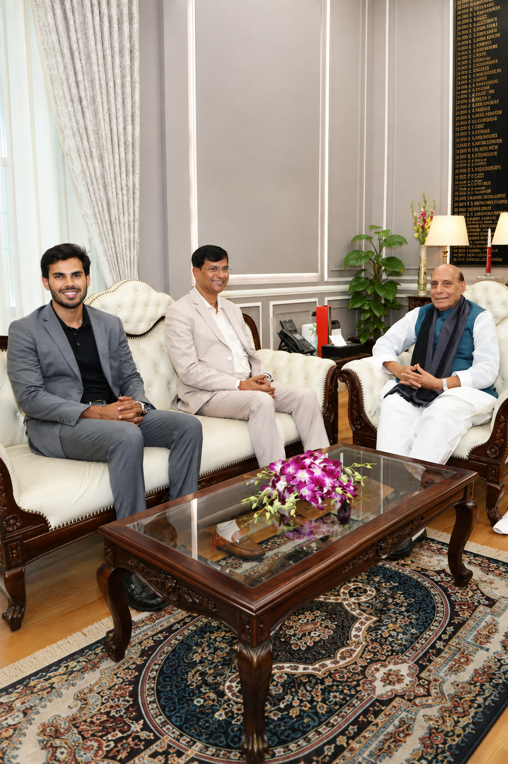With Hon'ble Defence Minister Shri Rajnath Singh Ji and Deputy CM Shri Keshav Prasad Maurya Ji